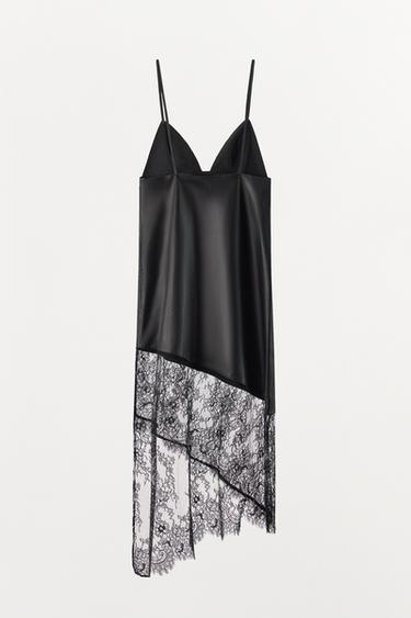 LEATHER LACE DRESS - Black by Zara - Image 4