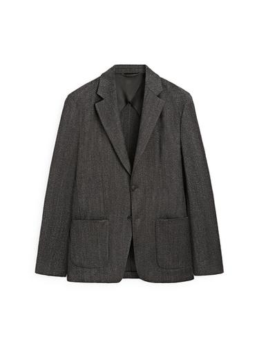 Zara Herringbone wool blend blazer - Anthracite Gray
