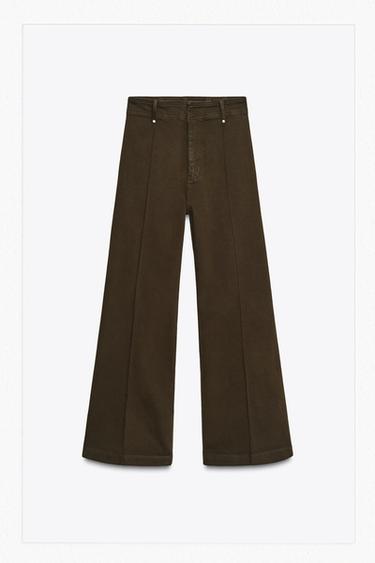 ZW COLLECTION WIDE-LEG HIGH-WAIST JEANS - Chocolate by Zara