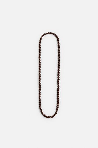 COLLANA CON PERLINE E PIETRE - Marrone scuro di Zara - Immagine 0