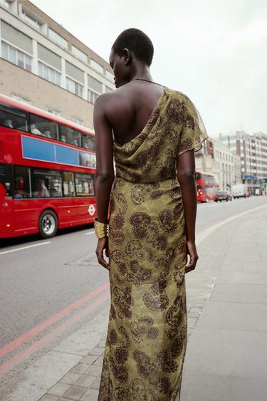 ASYMMETRIC PRINTED MIDI DRESS - Multicoloured by Zara - Image 4