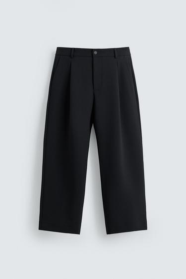 RELAXED FIT PLEATED TROUSERS - Black by Zara