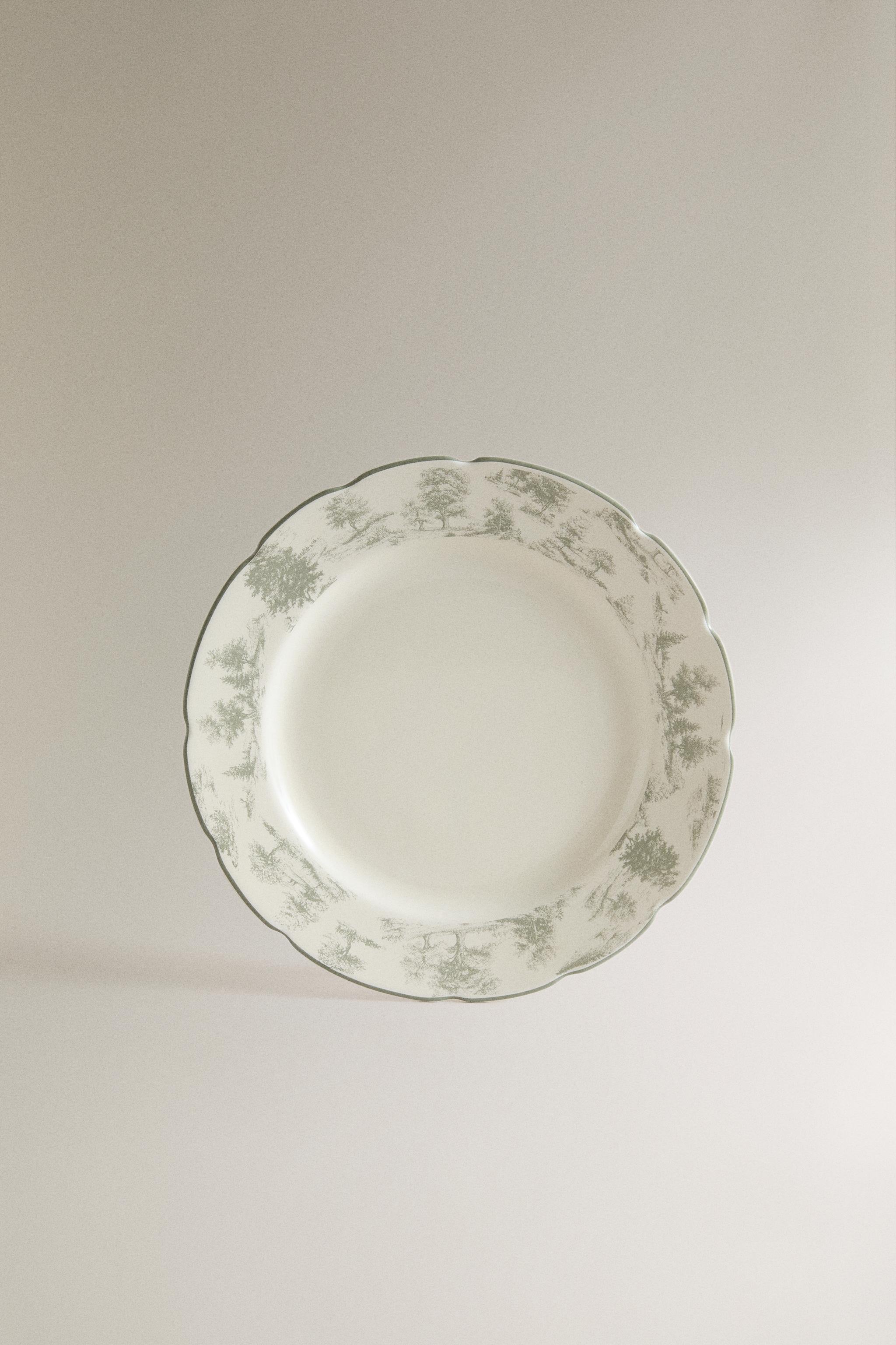 TOILE PORCELAIN DESSERT PLATE — Grey