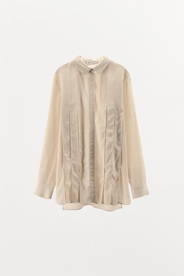 100% VISCOSE SHIRT WITH PLEATS - Sand by Zara - Image 6