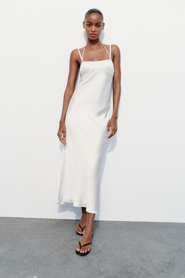 ПЛАТЬЕ МИДИ В БЕЛЬЕВОМ СТИЛЕ — БЕЛЫЙ от Zara — изображение 0