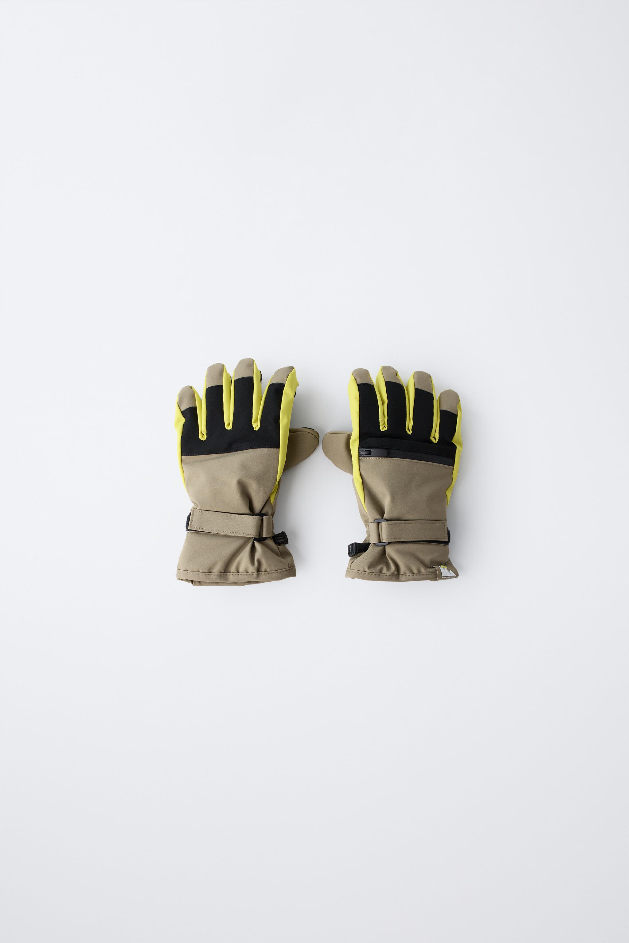 WINDPROOF SKI COLLECTION GLOVES - Green | ZARA United States