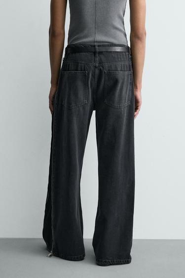JEAN FLARE AVEC FERMETURES ÉCLAIR - Charbon de Zara - Image 2