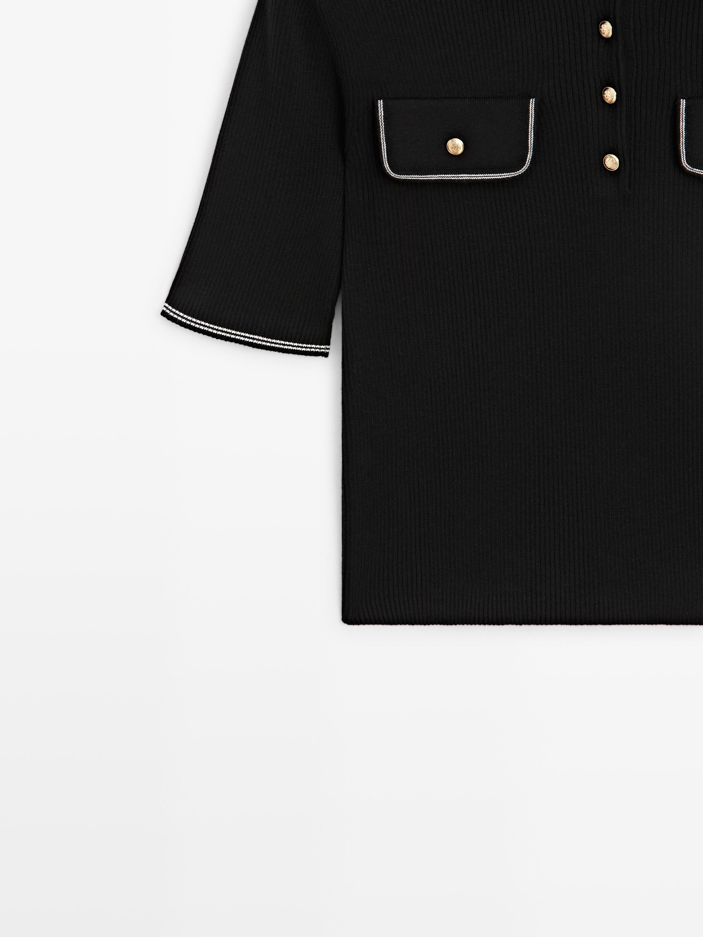 Cotton knit polo shirt with contrast detail