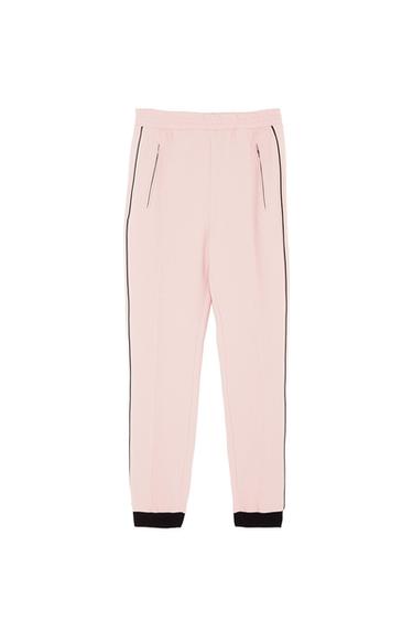FLOWING TROUSERS WITH CONTRASTING TRIMS