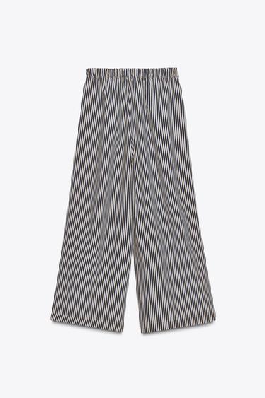 PANTALON FLUIDE RAYURES ZW COLLECTION - Bleu / Blanc de Zara - Image 9