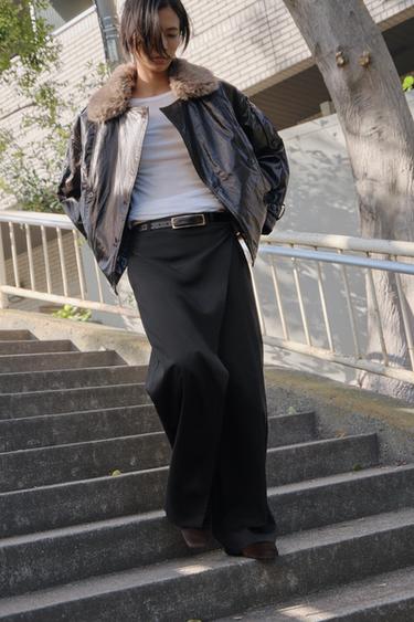 ZW COLLECTION ピンストライプ柄パレオパンツブラックZaraのZW COLLECTION ピンストライプ柄パレオパンツ - ブラック