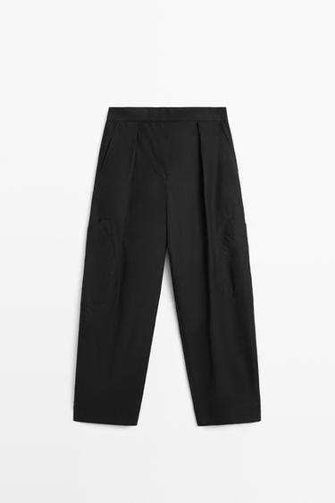 Zara Barrel fit cargo pants - Black - Image 0