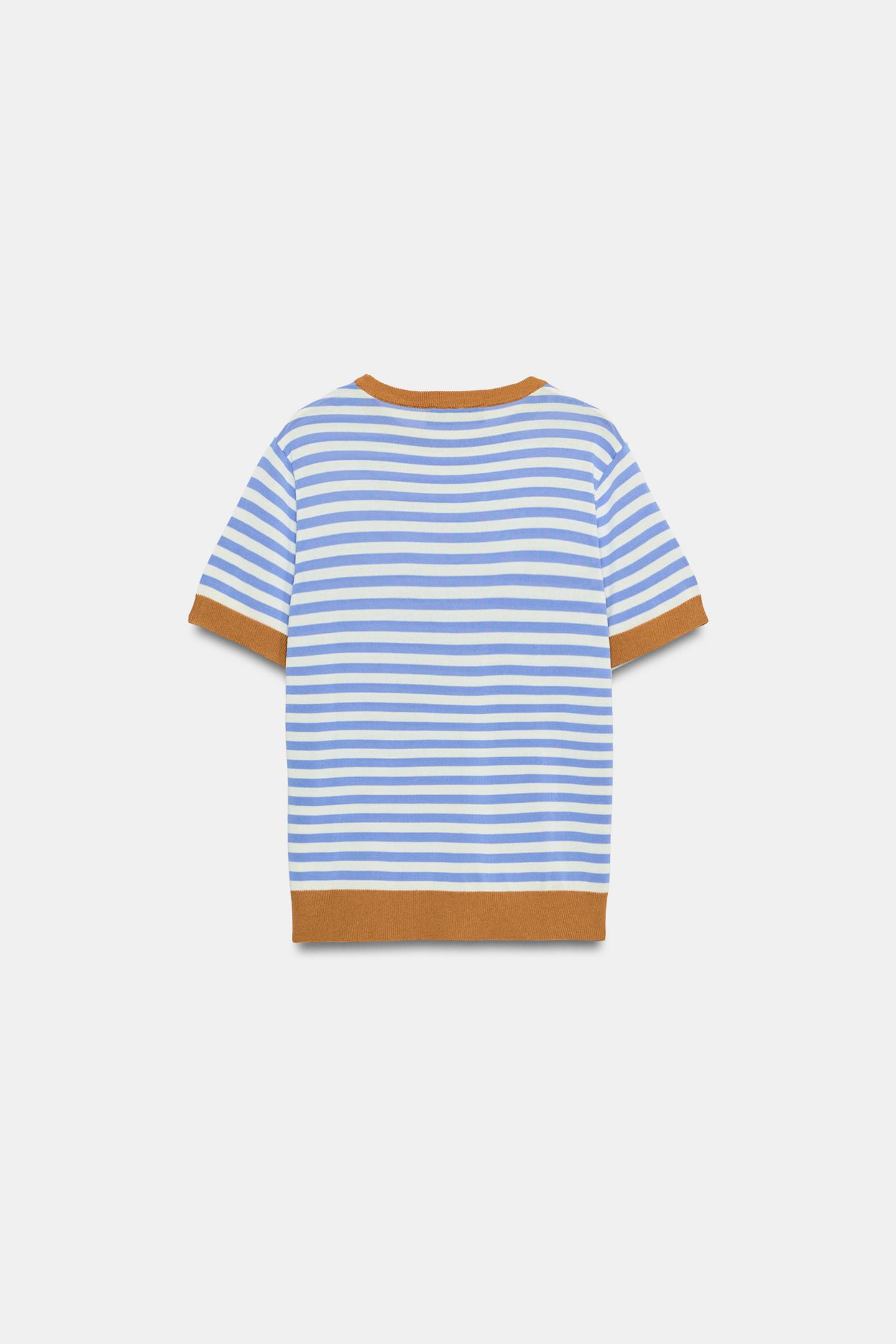 Топ Zara Striped Knit Top, цвет: Синий / Белый — фото 2