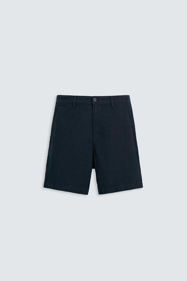 BERMUDA ALGODÓN - LINO - Marino de Zara