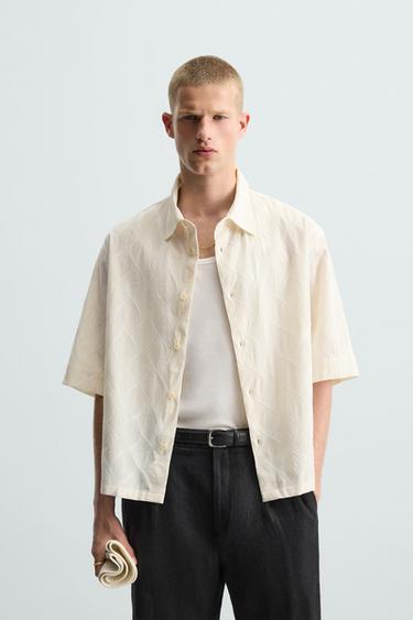 CAMISA BORDADO ONDAS - Crudo de Zara