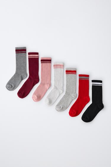 7-PACK OF STRIPED LONG SOCKS - Pink by Zara