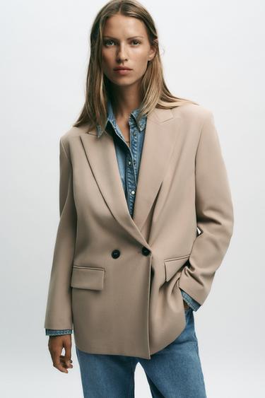 OVERSIZED DOUBLE-BREASTED BLAZER - Sand by Zara