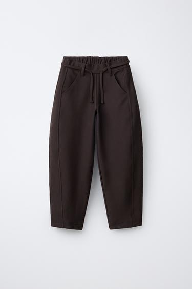 BARREL TROUSERS WITH DRAWSTRING - Brown by Zara