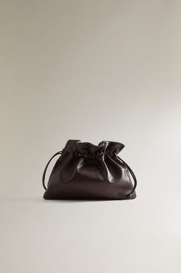 LEATHER CLUTCH BAG - Burgundy Red by Zara - Image 0