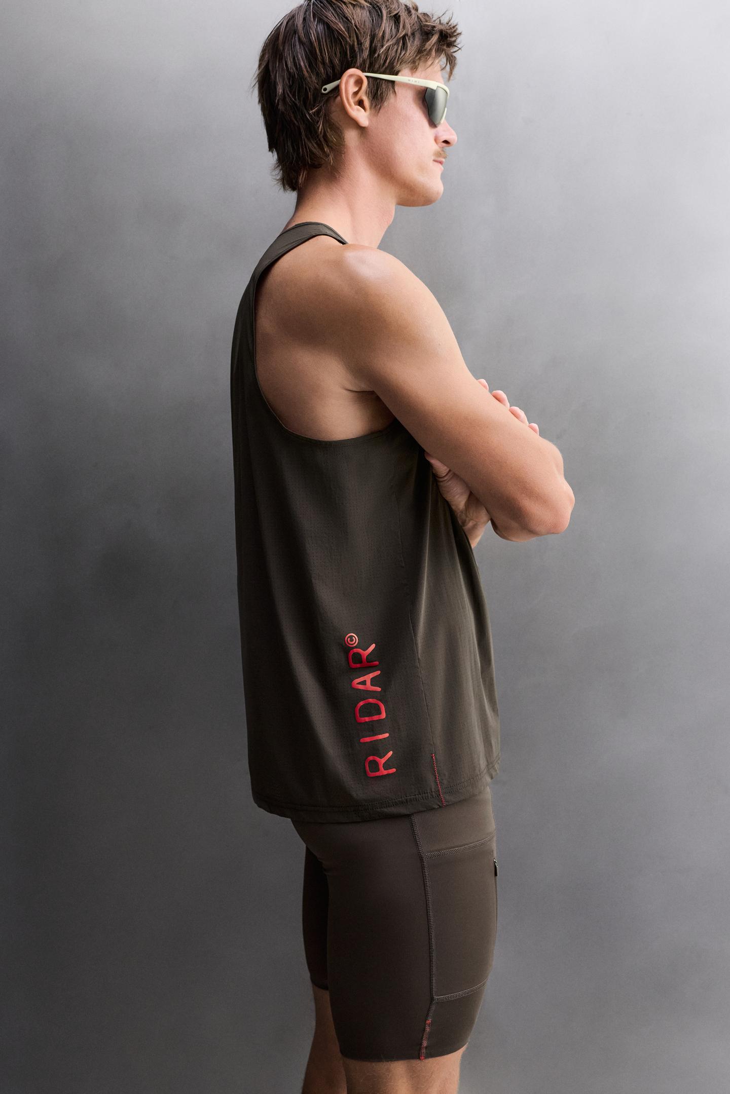 Мужской топ Zara Ridar© x ZARA Running Tank Top, цвет: Коричневый — фото 6