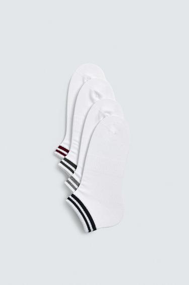 CALCETINES CORTOS BANDAS PACK 4 - Blanco de Zara