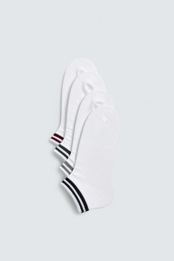FOUR-PACK OF STRIPED ANKLE SOCKS