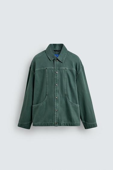 SURCHEMISE STRUCTURÉE DÉLAVÉE - vert délavé de Zara - Image 6