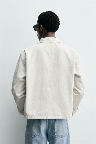 DENIM OVERSHIRT WITH ZIP - White by Zara - Image 2