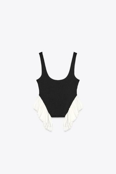 CONTRAST KNIT TOP - Black / White by Zara - Image 6