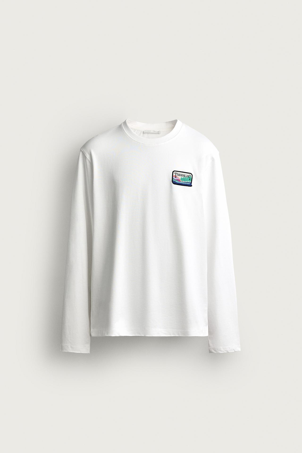 LONG SLEEVE PATCH GRAPHIC T-SHIRT — White