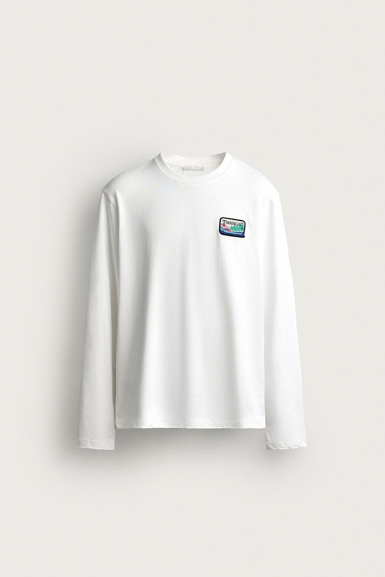 LONG SLEEVE PRINTED PATCH T-SHIRT