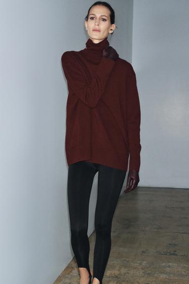 100% WOOL OVERSIZE HIGH NECK JUMPER - Burgundy by Zara