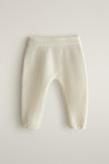 CASHMERE BABY FOOTED LEGGINGS — Oyster-white 2