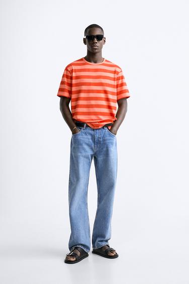 STRIPED T-SHIRT - Red / Orange by Zara