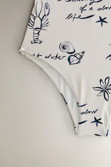PRINTED BEACH SWIMSUIT - Ecru by Zara - Image 2