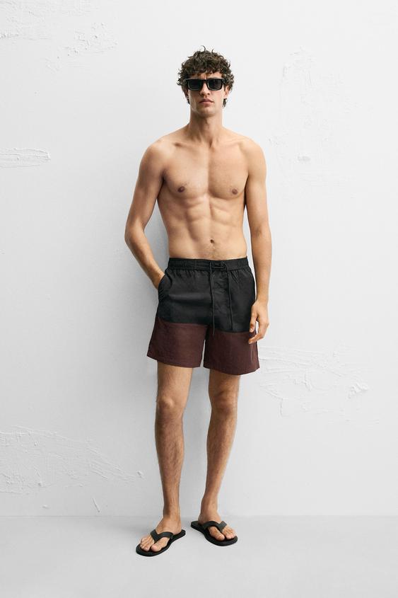 COLOR BLOCK LONG SWIMSUIT