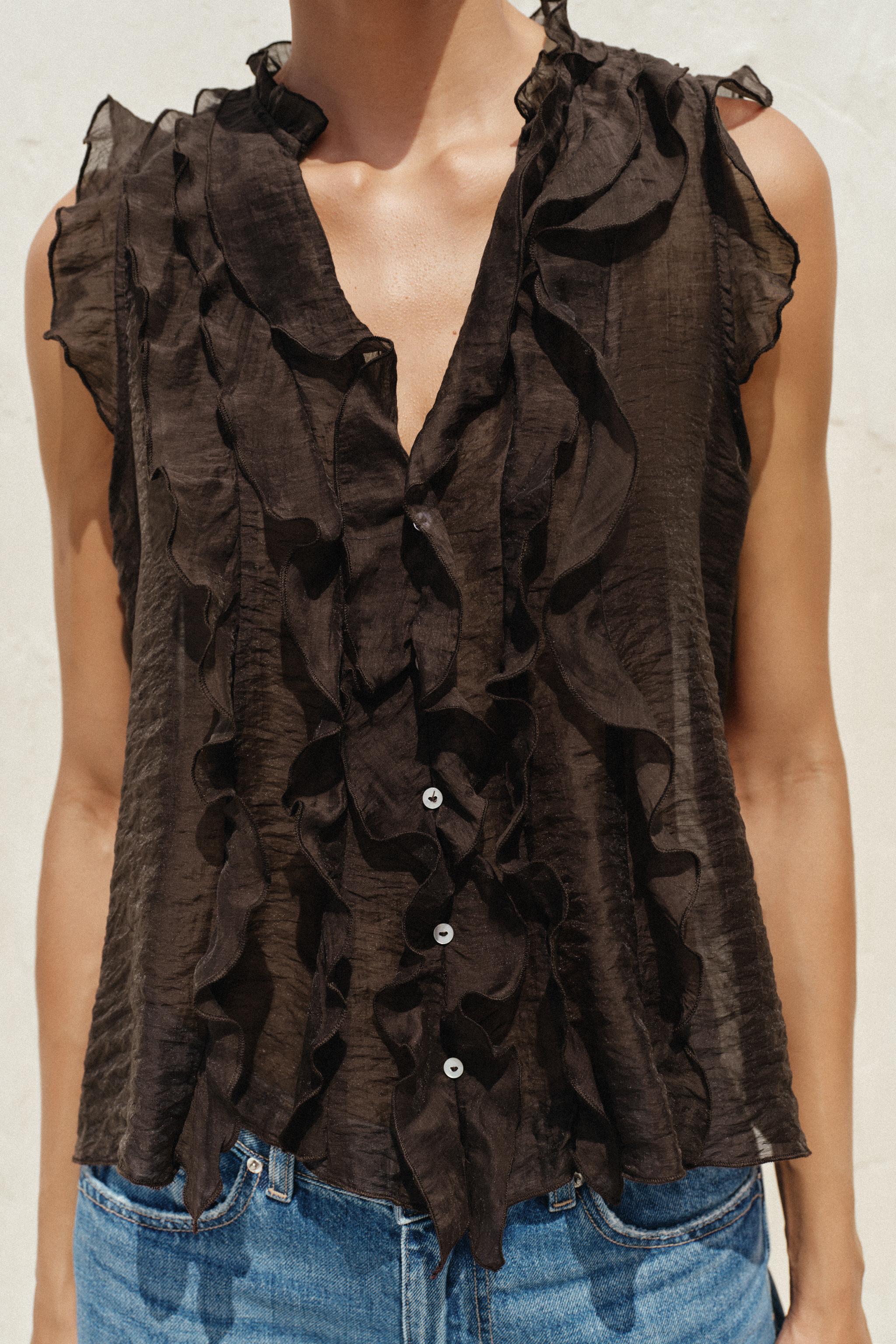 SEMI-SHEER RUFFLED TOP