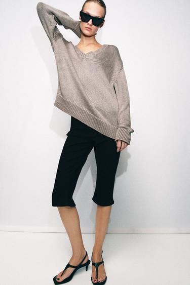 JEAN Z1975 CAPRI TAILLE NORMALE ZIPS - Noir de Zara