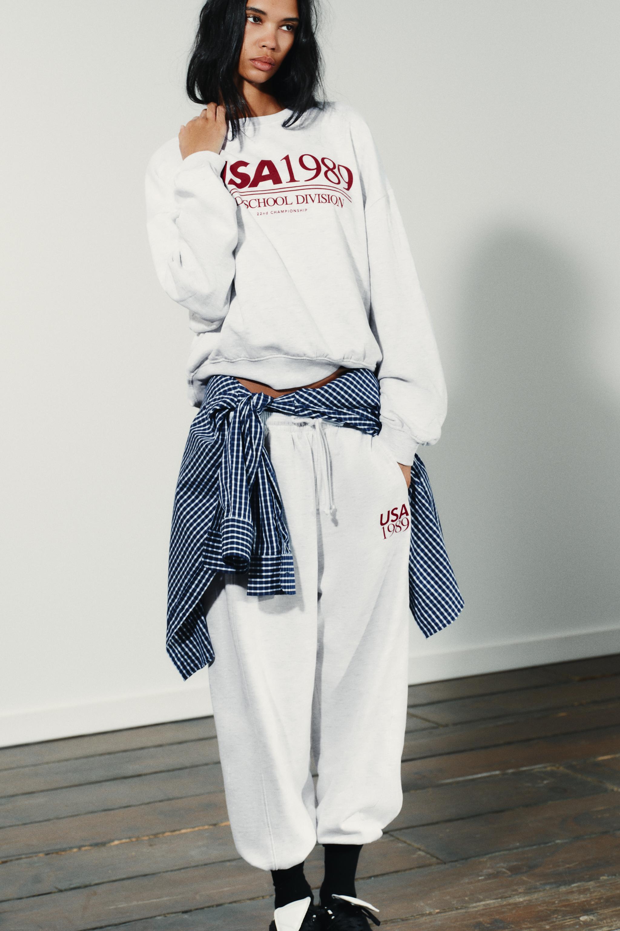 レア　GASA✖️JOURNALSTANDARD コラボ　レース　コットンシャツ テキストスウェットシャツ - グレーマール | ZARA Japan / 日本