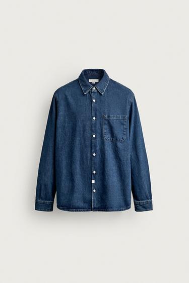 REGULAR FIT DENIM SHIRT — Mid-blue 1