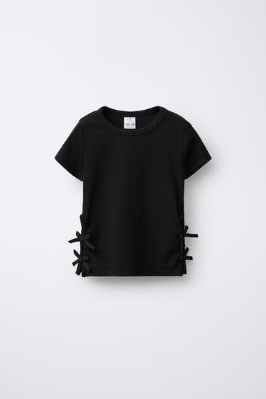 CAMISETA RIB CUT OUT LAZOS - Negro de Zara