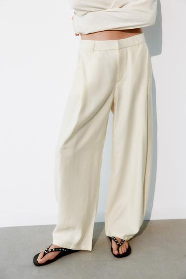 FLOWING PLEATED TROUSERS - Ecru by Zara