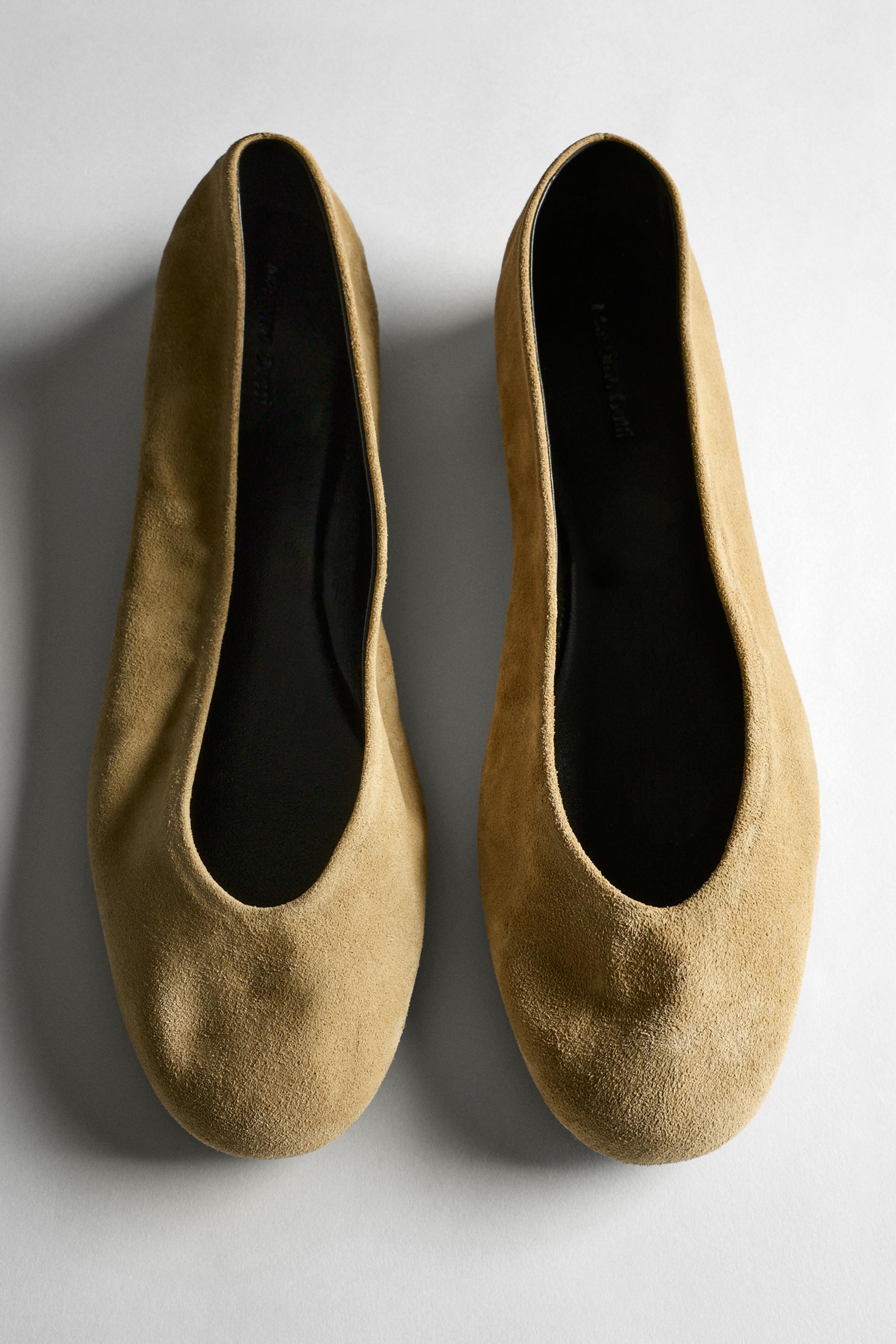 Split leather ballet flats — Mustard Yellow