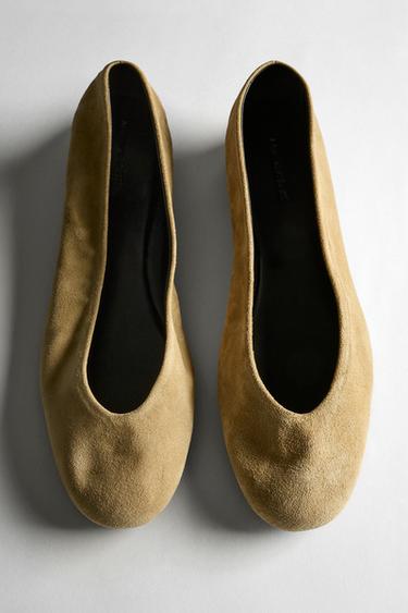 Zara Split leather ballet flats - Mustard Yellow - Image 0