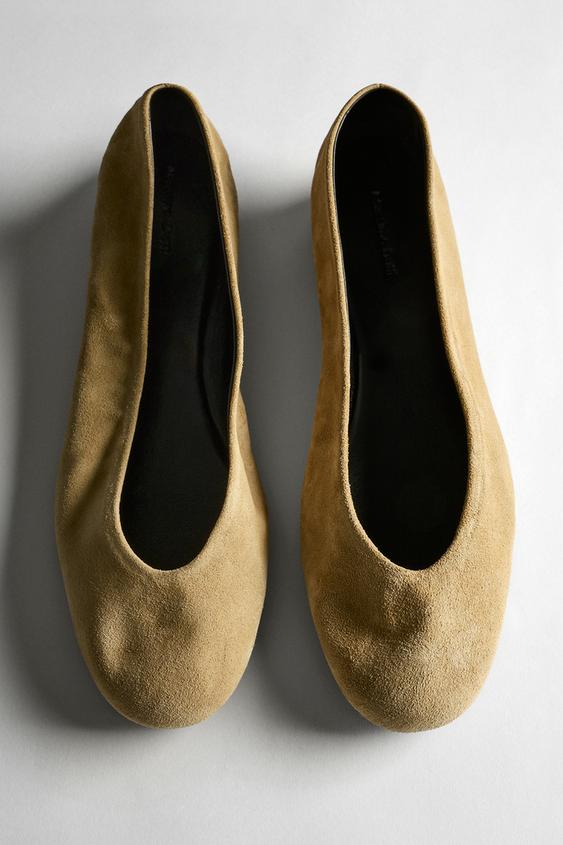 Zara Split leather ballet flats - Mustard Yellow - Image 0