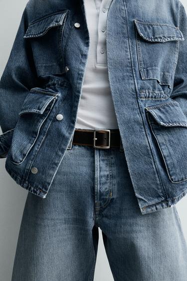 PARKA EN DENIM À POCHES UTILITY - Bleu moyen de Zara - Image 5