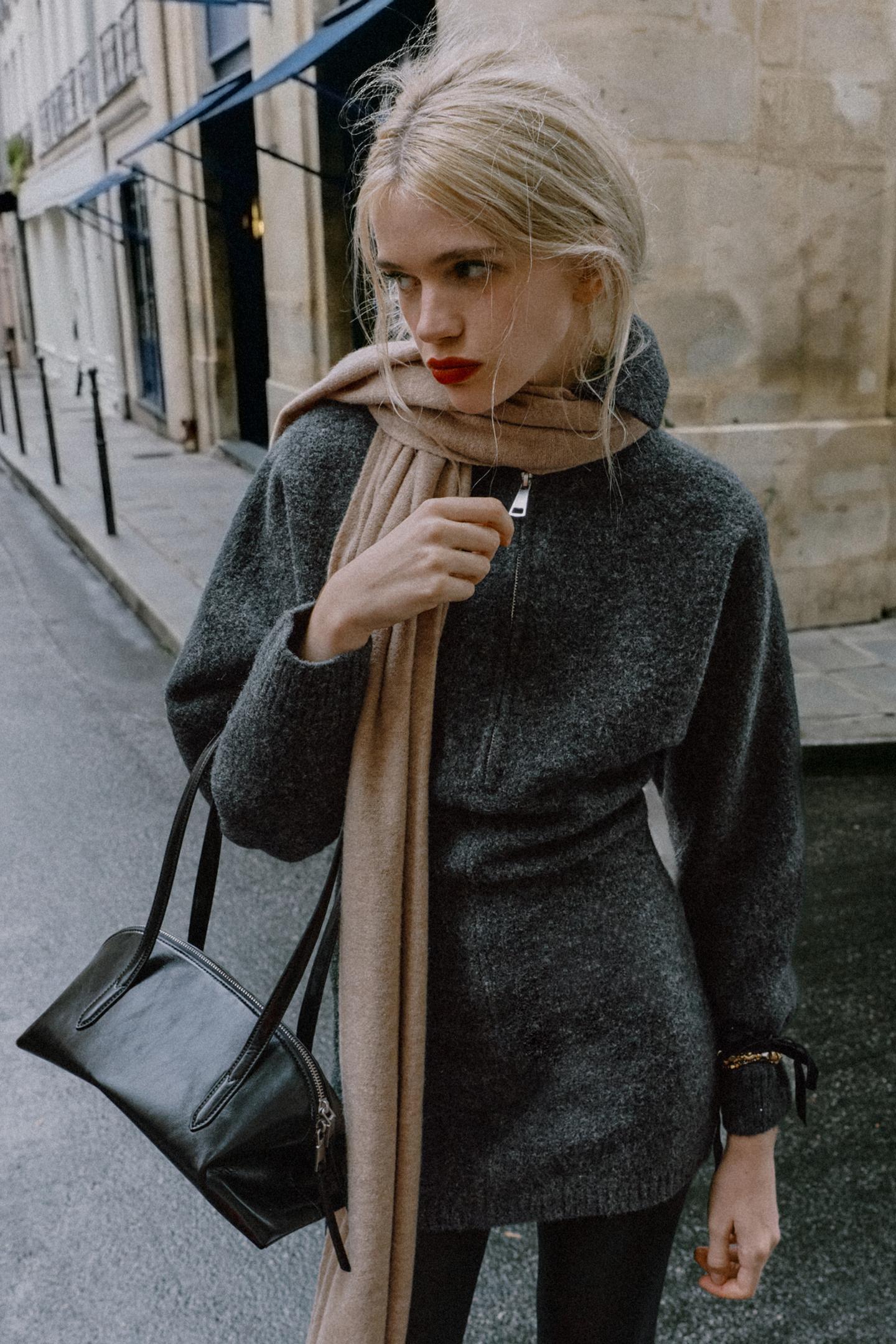 Женское платье Zara Knit Mini, цвет: Тёмный серый — фото 7