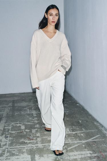 PULL OVERSIZE LAINE ET CACHEMIRE - Écru de Zara - Image 4