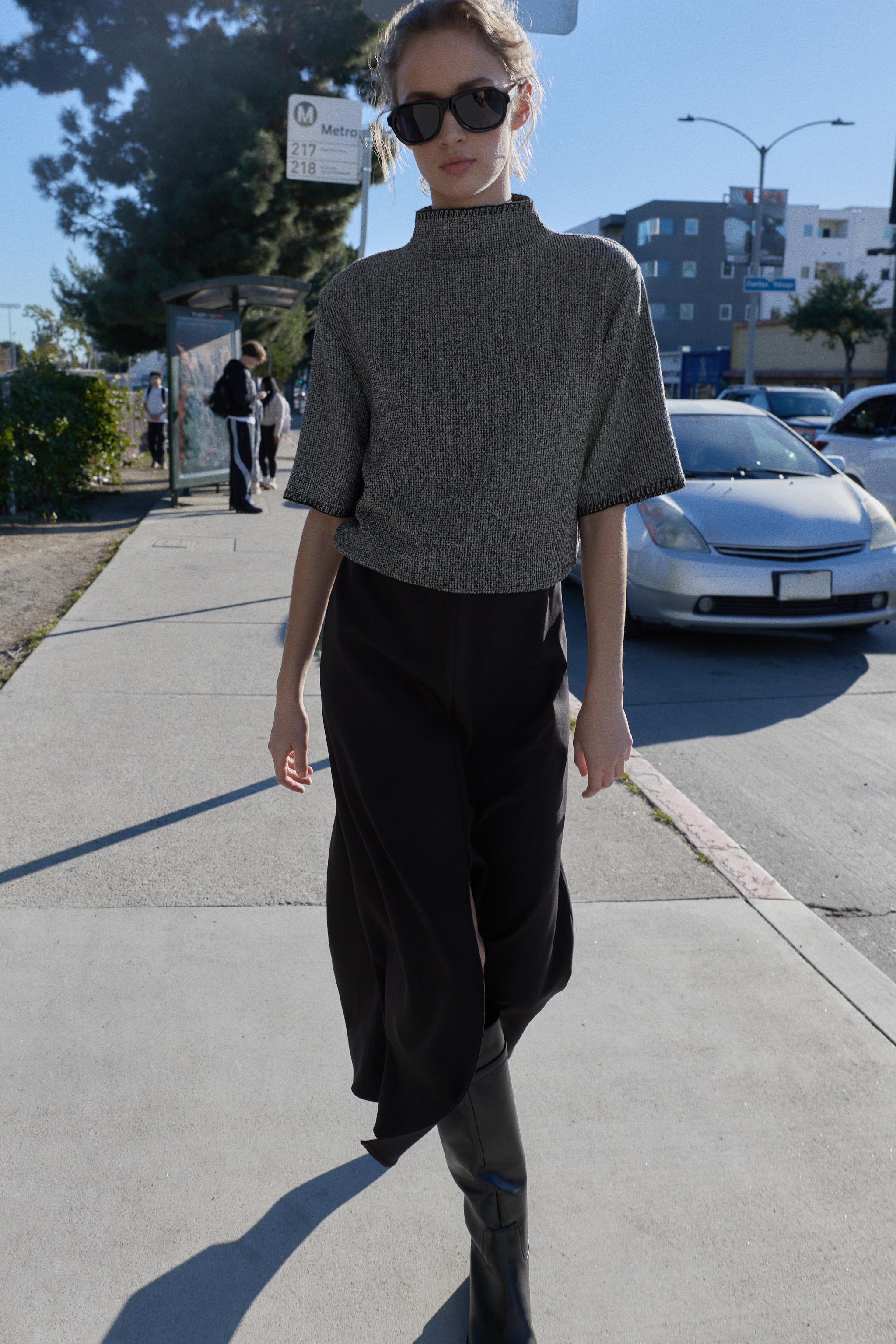 zara grey midi dress ZW COLLECTION SHIRT DRESS - Gray