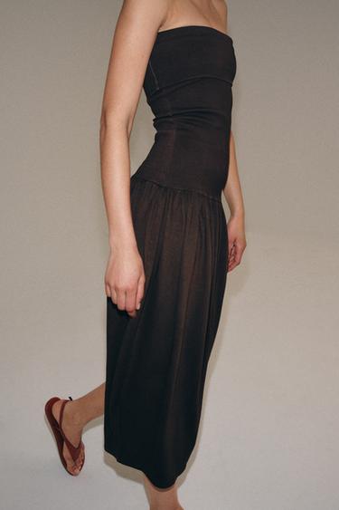 ROBE BANDEAU BIMATIÈRE - Marron de Zara - Image 4